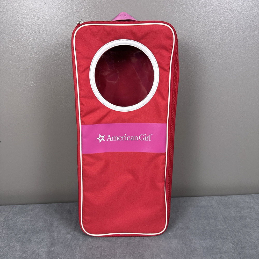 American Girl Doll Travel Carry Case Backpack Window Carrier 18" Pink Red 2019